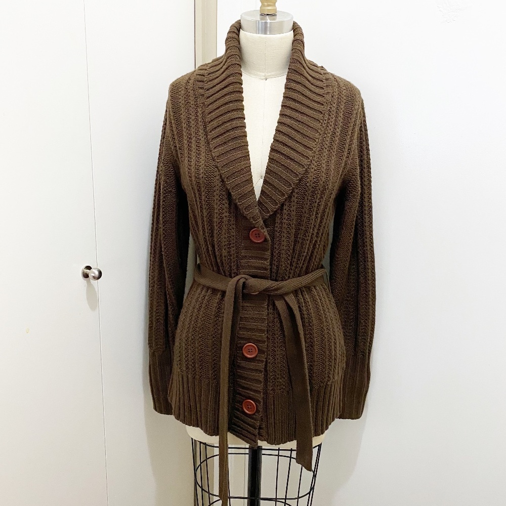 Nevada Shawl Collar Cardigan Sweater Brown S 6-8